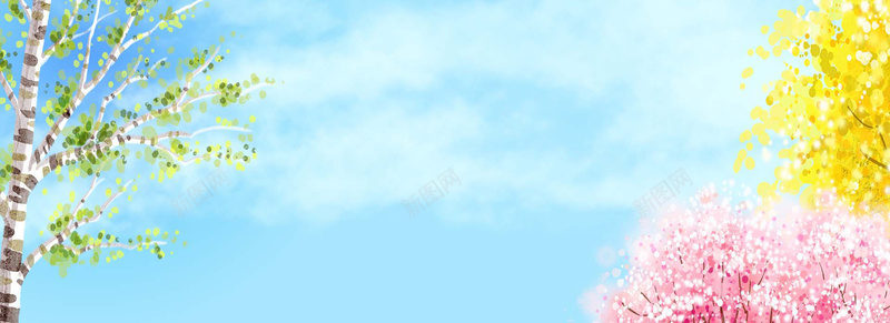 手绘水彩樱花背景素材下载psd设计背景_88icon https://88icon.com 手绘插画背景 手绘背景 樱花背景 手绘水彩 背景banner 小清新 简约背景 蓝色天空背景 背景下载