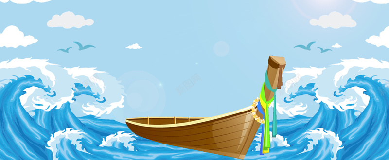 暑假出海绿叶海浪卡通蓝色背景psd设计背景_88icon https://88icon.com 暑假 夏季旅游 夏日旅游 暑期旅游 旅游宣传单 暑期景点推荐 旅游广告 旅游海报 旅游景点 旅游