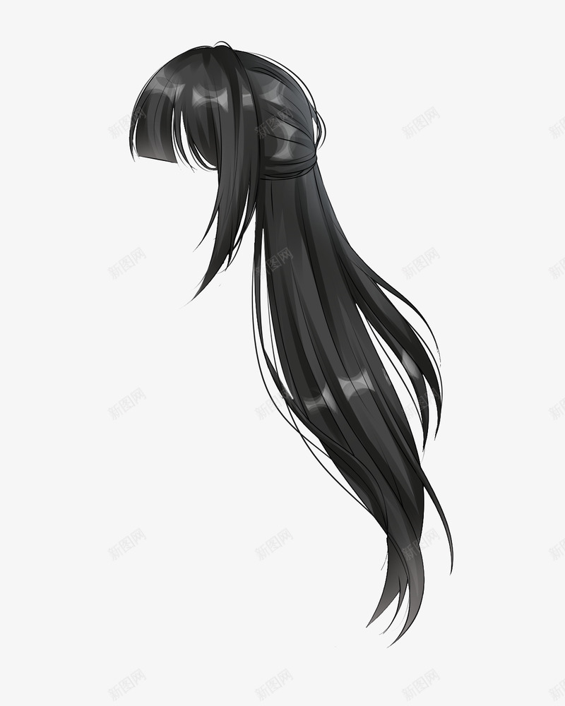 女发黑png免抠素材_88icon https://88icon.com 女发 发黑