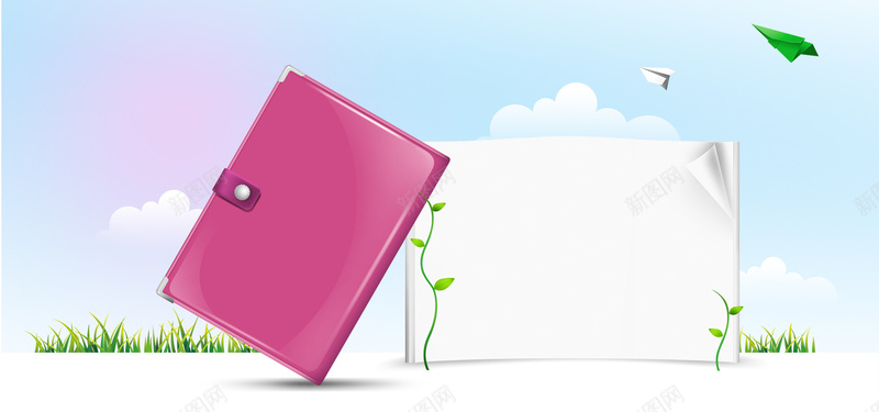 简约乐趣桌面psd设计背景_88icon https://88icon.com 海报banner 纸飞机 卡通 梦幻 书 童趣 手绘
