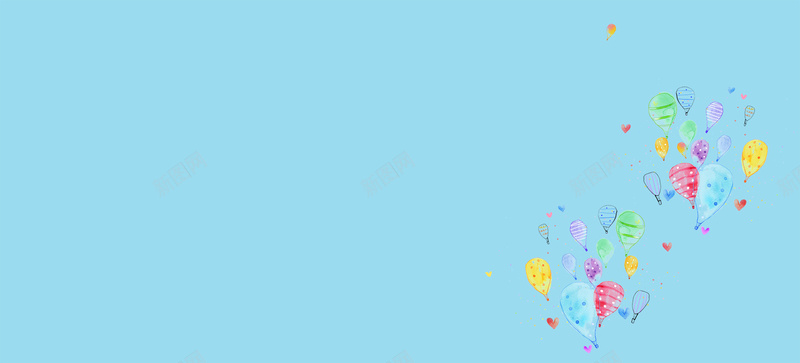 清新简约手绘蓝色气球背景图jpg设计背景_88icon https://88icon.com 手绘 清新 童趣 简约 蓝色 气球 海报banner 卡通