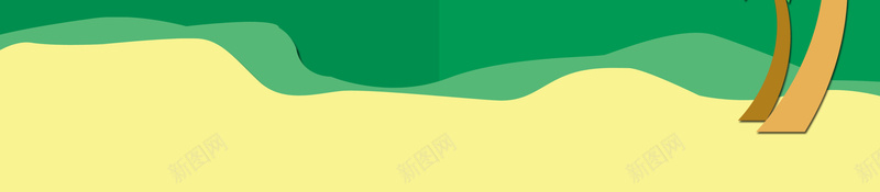 绿色扁平化缤纷夏日促销海报psd设计背景_88icon https://88icon.com 全场低至5折 冰爽低价 半价促销 夏日盛惠 缤纷夏日 全场满就减 椰树 夏季 扁平化
