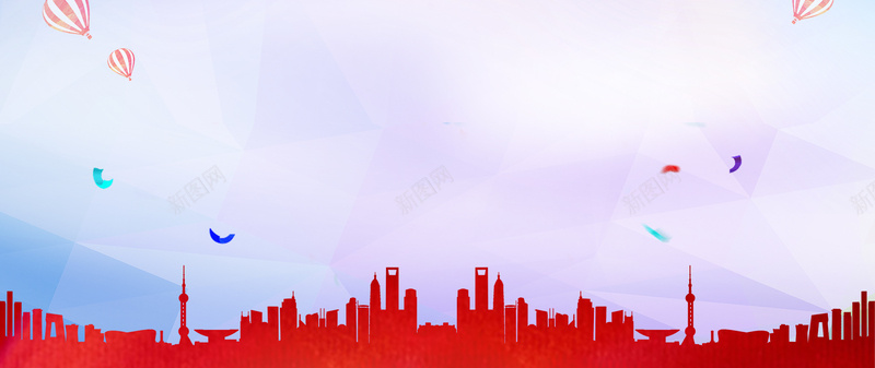 扁平建筑几何红色背景素材psd设计背景_88icon https://88icon.com 红色背景 红色建筑 扁平 节日 八一 简约大气 科技