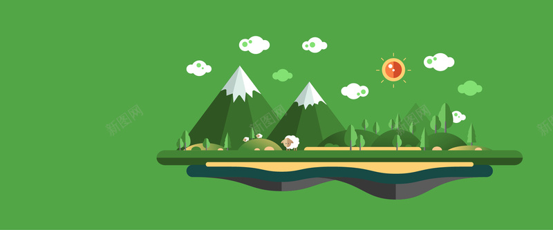 绿色生态庄园背景jpg设计背景_88icon https://88icon.com 绿色背景 扁平化 卡通背景 海报banner 扁平 渐变 几何