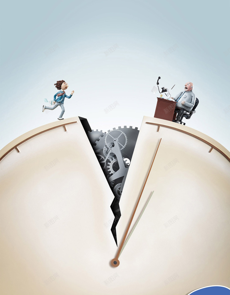 卡通人物面试时间观念平面广告jpg设计背景_88icon https://88icon.com 卡通人物 平面广告 时间观念 时钟 面试 插画 创意 手绘 商务