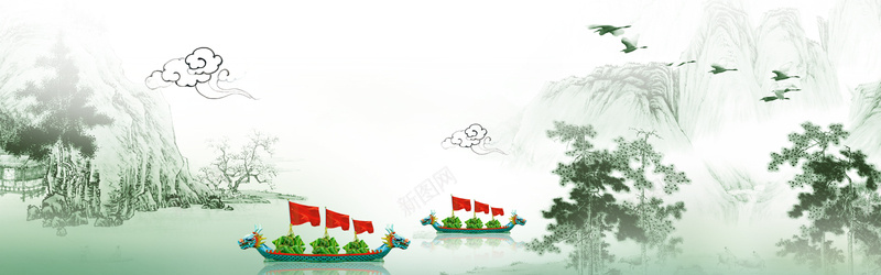 端午龙舟山水画psd设计背景_88icon https://88icon.com 端午 龙舟 山水画 水墨画 节日素材 素材背景 海报banner 中国风