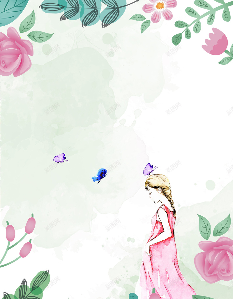 绿色手绘春夏新风尚花卉人物背景psd设计背景_88icon https://88icon.com 春夏新风尚 花卉背景 手绘 绿色 花朵 新品 上新 折扣 促销 少女