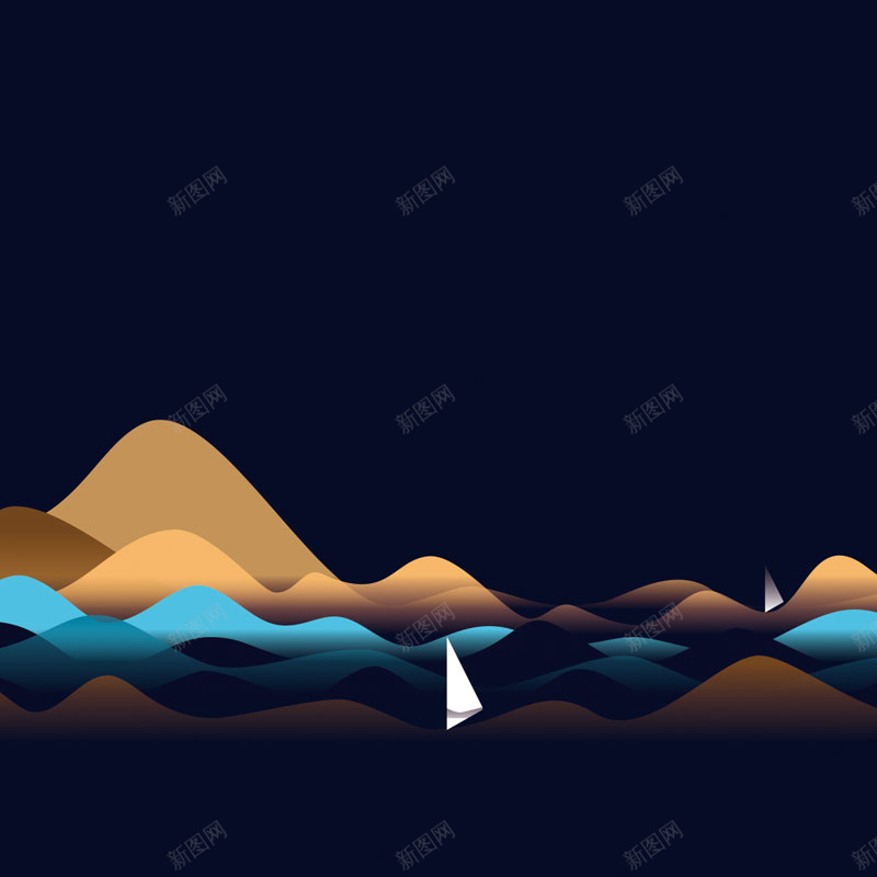 深蓝色扁平山小船背景psd设计背景_88icon https://88icon.com 深蓝色 扁平 山 小船 立体 折纸 主图背景图片 渐变 几何