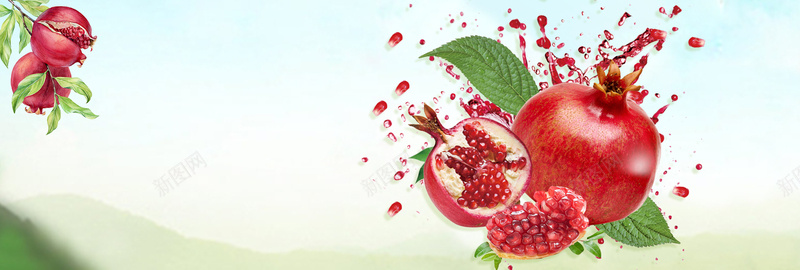 绿色清新石榴水果食品新鲜淘宝bannerpsd设计背景_88icon https://88icon.com 水果 清新 石榴 绿色 食品 新鲜 淘宝 banner