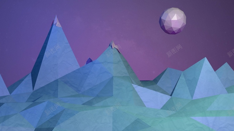 几何立体创意背景jpg设计背景_88icon https://88icon.com 几何 立体 创意 群山 山脉 球体 紫色 绿色 海报 背景
