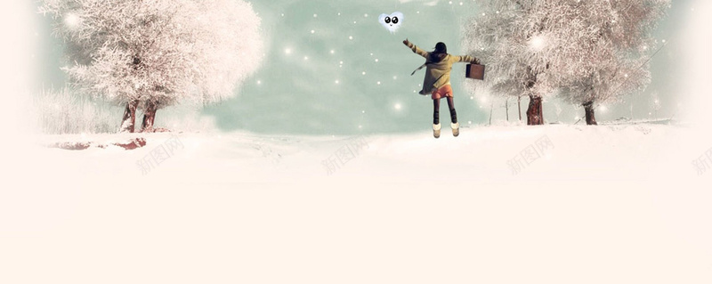 手绘雪地女孩jpg设计背景_88icon https://88icon.com 女孩 手绘 森林 笑脸 雪 海报banner 卡通 童趣
