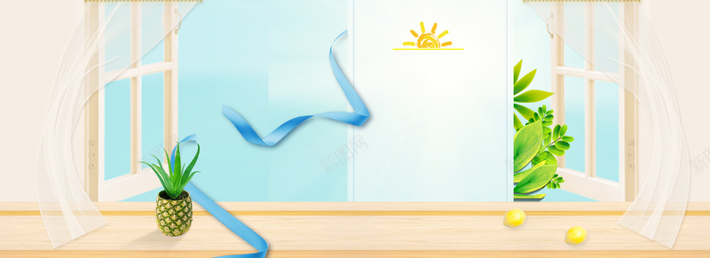 美妆节小清新丝带太阳童趣金bannerpsd设计背景_88icon https://88icon.com 化妆 美妆节 美妆 化妆品 文艺 小清新 简约 素材 广告 设计 背景 女生 丝带 菠萝 柠檬 水果