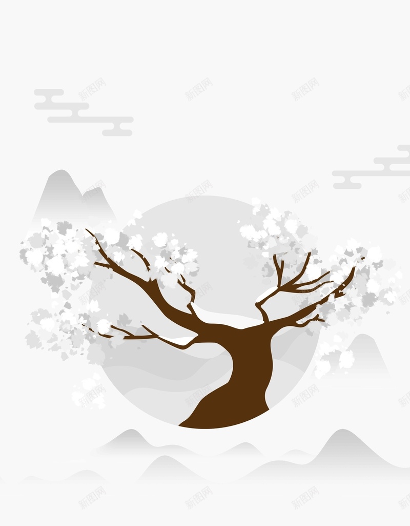 灰茫茫积雪插画手绘psd设计背景_88icon https://88icon.com 冬天 冬季 大气 灰色 简约 冬至 下雪 小雪 大雪 树木 远山 雪地 飘雪 积雪