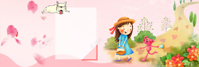 女生节卡通可爱背景bannerpsd设计背景_88icon https://88icon.com 38女神节 春装上新 服装海报 印花 清新 女装活 淘宝 春季 春天 春暖花开 女生节 卡通