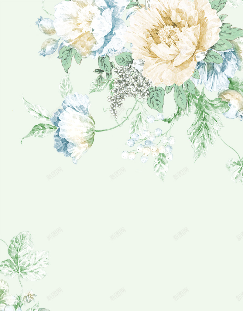 手绘绿色春天花朵H5背景psd设计背景_88icon https://88icon.com 手绘 春天 红色 绿色 花朵 春色 春装上新 春装 新品