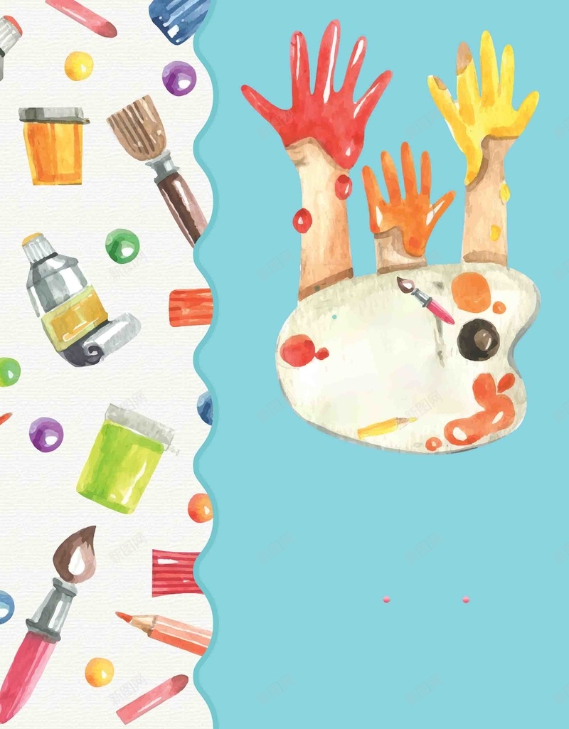 卡通美术创意背景psd设计背景_88icon https://88icon.com 卡通 画笔 美术 文具 绘画 画画 创意 艺术 暑假培训 简约 小清新