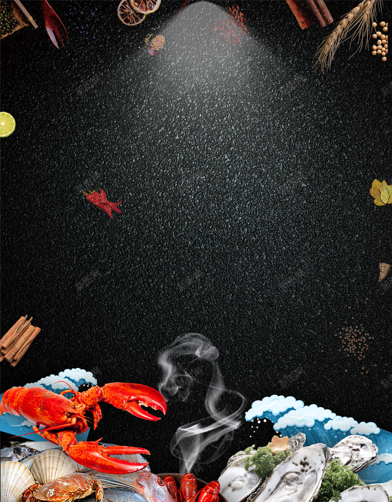 黑色简约餐饮海鲜特惠海报psd设计背景_88icon https://88icon.com 海产 海鲜优惠 海鲜特惠 海鲜特惠海报 灯光 虾蟹 餐饮 饮食 鱼虾蟹 黑色背景