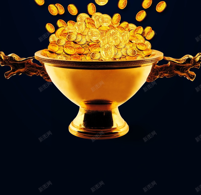 金碗金币背景psd设计背景_88icon https://88icon.com 海报 理财 财富 金币 金碗 背景