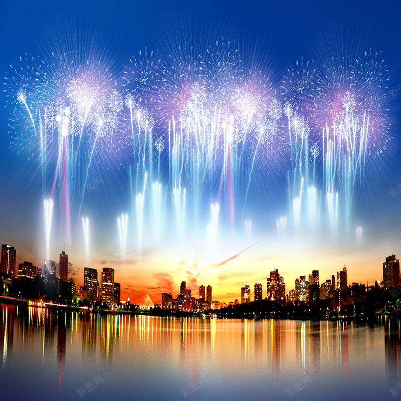 夜景城市jpg设计背景_88icon https://88icon.com 蓝色 烟花 烟火 夜景 城市