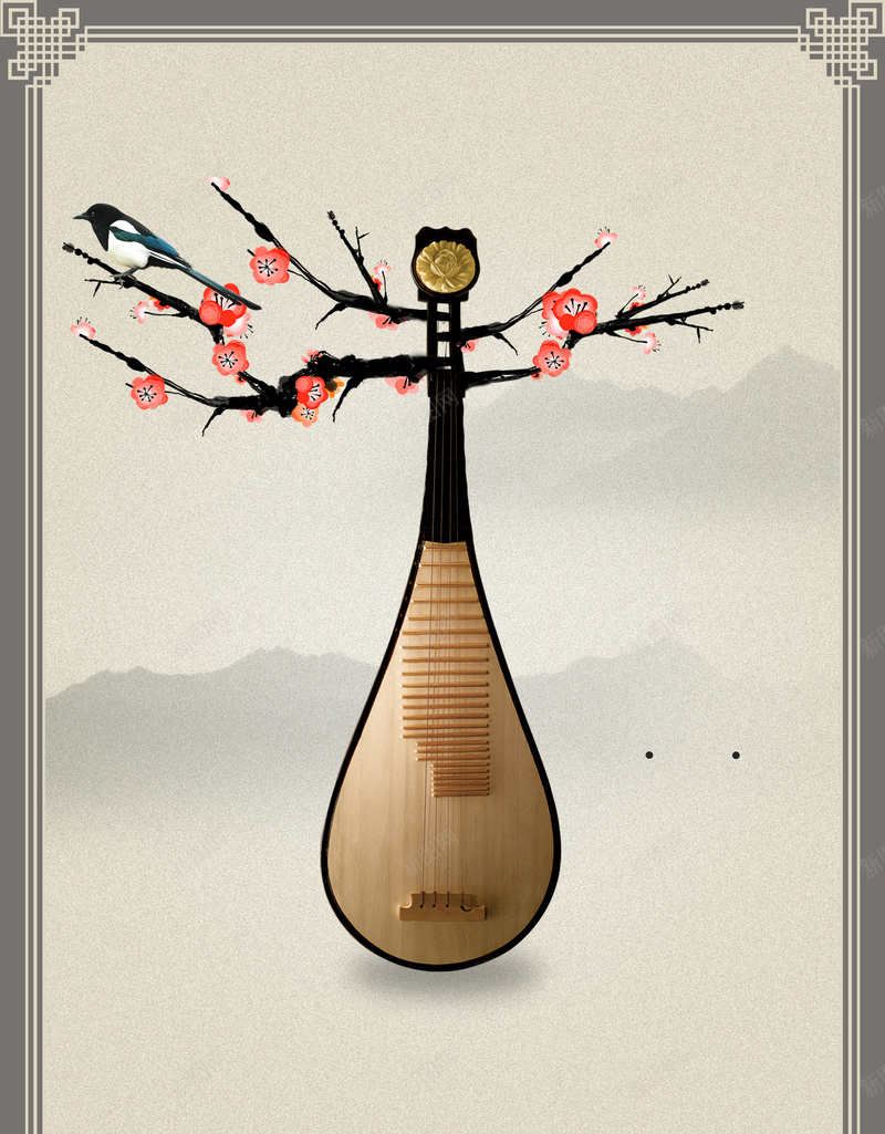 梅花树枝水墨画中国风海报psd设计背景_88icon https://88icon.com 古典水墨画 古典 古诗 琵琶 白色 石头 水墨 中国风 温暖