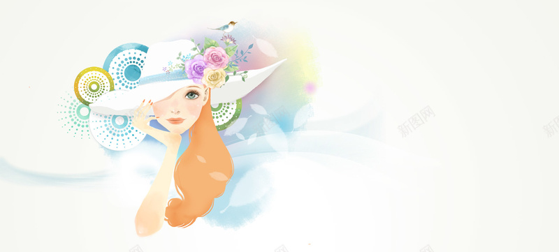 戴帽子的美女背景bannerpsd设计背景_88icon https://88icon.com 水墨画 帽子 美女 背景 banner 海报banner 卡通 童趣 手绘