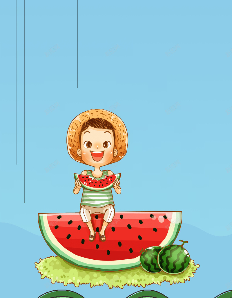 蓝色卡通插画小暑节气海报背景psd设计背景_88icon https://88icon.com 二十四节气 24节气 小暑节气 小暑 节气 传统文化 文字排版 手绘 唯美海报 手绘插画 海报 简约
