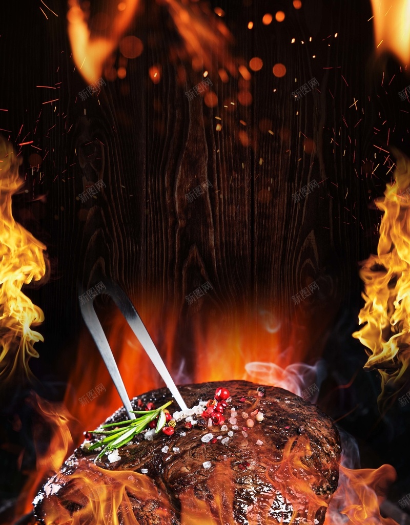 新鲜美味的烧烤海报psd设计背景_88icon https://88icon.com 烧烤店 美食店 烤肉 烧烤 火 BBQ 新鲜 美食 黑色背景 餐饮 简约
