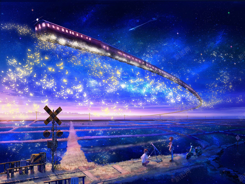 梦幻梦境火车背景jpg设计背景_88icon https://88icon.com 土地 星云 星海 星空 星际 梦境梦幻 梦幻 浪漫 火车 电线 蓝色 车站