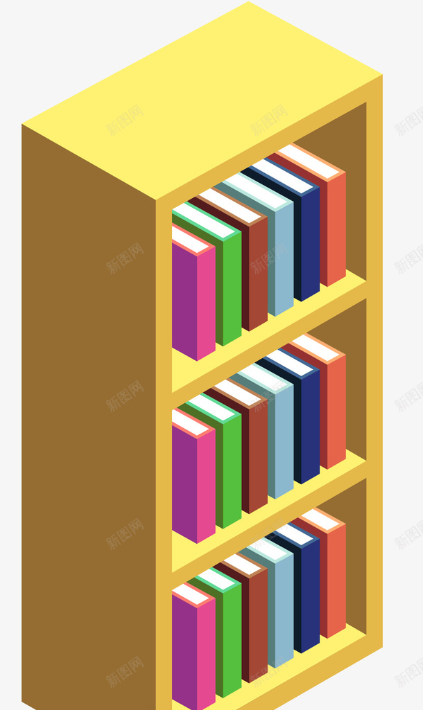 矢量立体装饰书架素材ai免抠素材_88icon https://88icon.com 矢量图 立体书架 装饰图案 书柜 书本 矢量书架