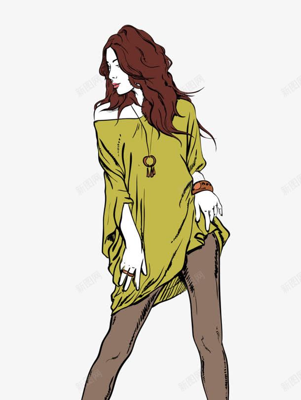 手绘漫画人物女人pngpng免抠素材_88icon https://88icon.com 手绘元素 时尚女郎 免扣png