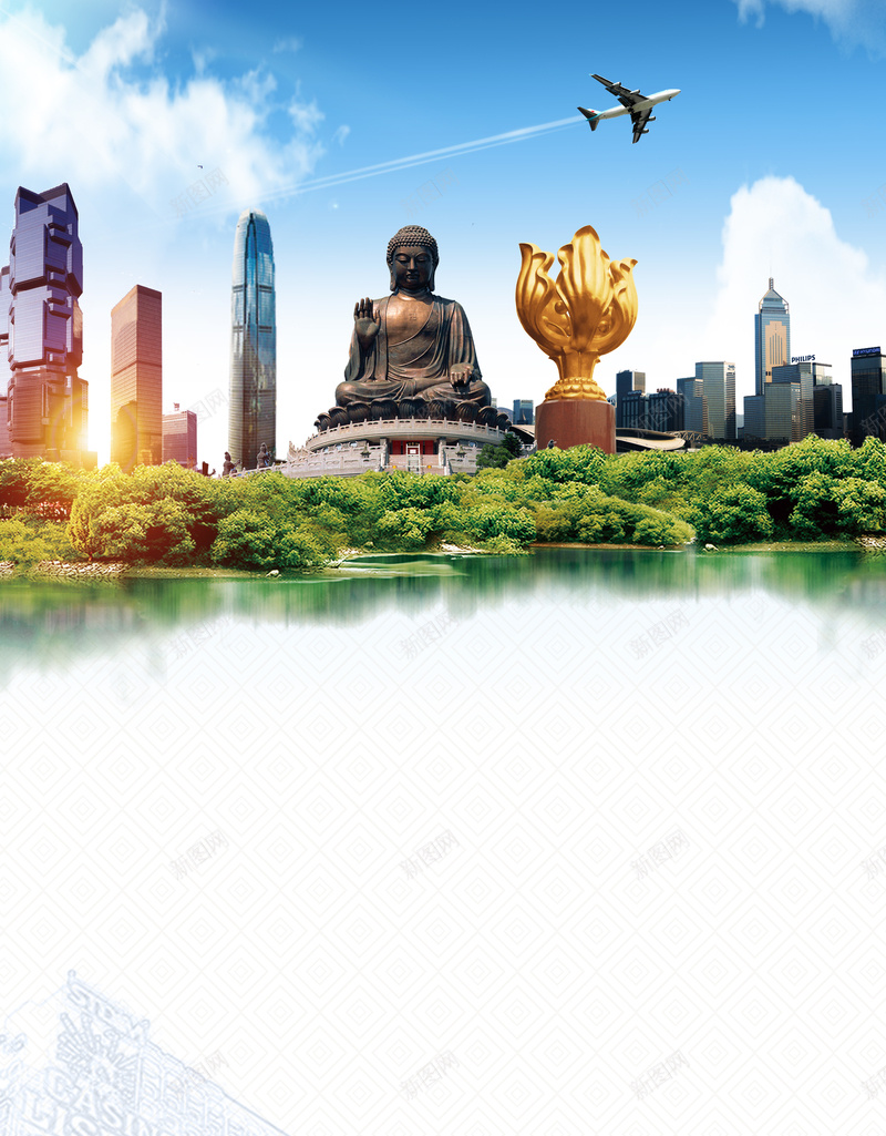 畅游香港旅游海报psd设计背景_88icon https://88icon.com 旅游海报 畅游香港 说走就走 出行 景点 旅游去哪好 著名景点 海浪