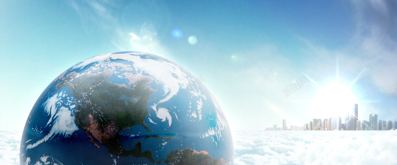 浮云地球空中城市banner背景psd设计背景_88icon https://88icon.com 海报banner 创意背景 商务背景 地球 科技 科幻 商务