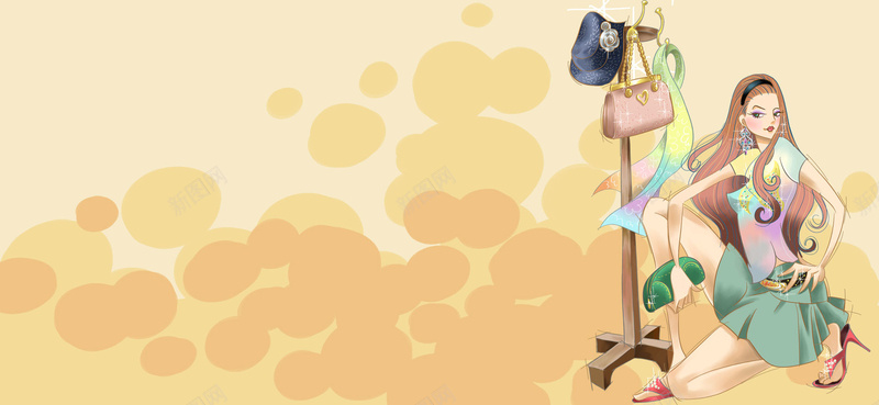 时尚美女漫画背景psd设计背景_88icon https://88icon.com 时尚 美女 漫画 时尚女装 彩妆 化妆品 女士箱包 衣架 海报banner 卡通 童趣 手绘