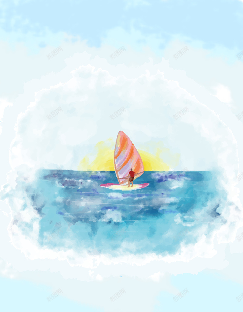 卡通手绘海上运动psd设计背景_88icon https://88icon.com 卡通海报 手绘海报 文艺海报 海洋植物 清新 海洋生物 海洋动物 海洋背景
