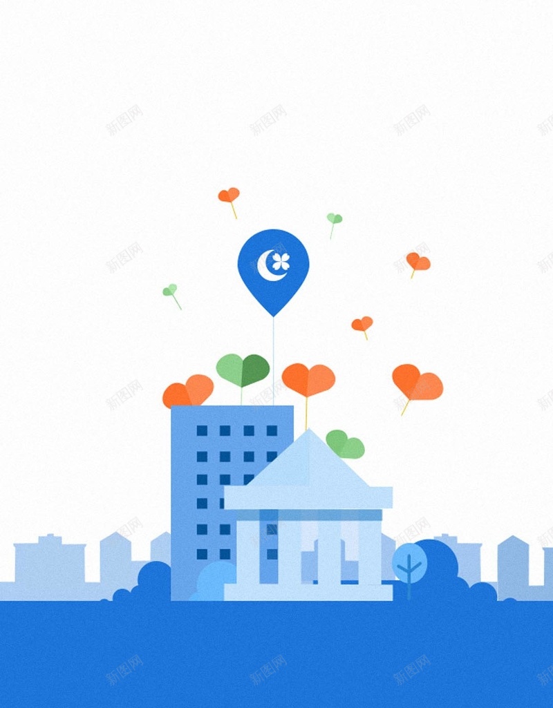 卡通扁平建筑背景jpg设计背景_88icon https://88icon.com 手机背景 建筑 扁平 渐变 蓝色 APP背景 H5背景 H5 h5 几何