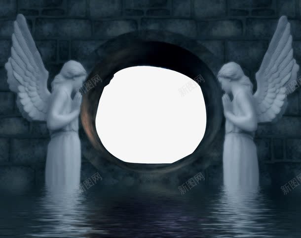 墙洞效果图片png免抠素材_88icon https://88icon.com 西方风格 天使图 墙壁 河水 倒影 洞口矢量 墙洞