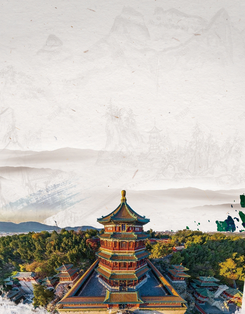 中国风大气颐和园旅游海报背景素材psd设计背景_88icon https://88icon.com 中国风 颐和园 大气 旅游 旅行 古典 古风 海报 背景 素材