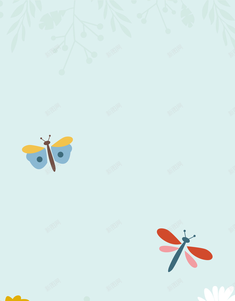 卡通花卉h5背景psd设计背景_88icon https://88icon.com 卡通 小清新 花卉 蝴蝶 蜻蜓 h5背景 童趣 手绘