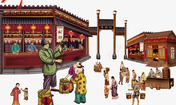国潮古代集市民间文化png免抠素材_88icon https://88icon.com 国潮 古代集市 民间文化 风俗