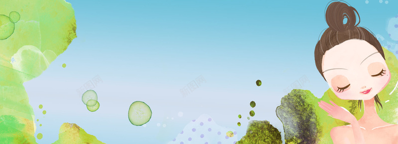 蓝色卡通化妆品面膜海报bannerpsd设计背景_88icon https://88icon.com 卡通女孩 卡通背景 蓝色背景 化妆品 护肤品 美妆 面膜海报 海报banner