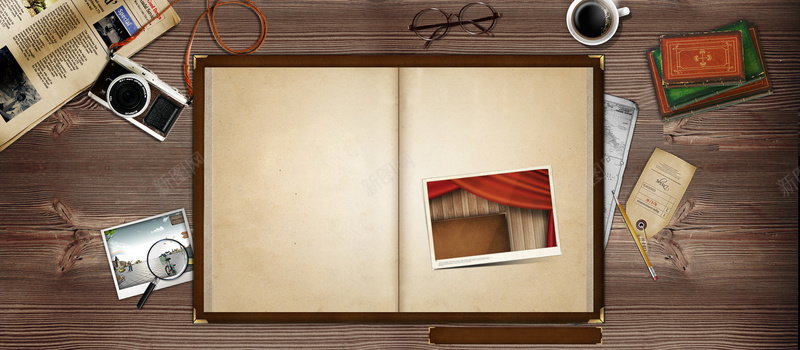 淘宝复古书本咖啡相机照片放大镜书签海报psd设计背景_88icon https://88icon.com 书本 咖啡 复古 照片 相机 放大镜 书签 海报