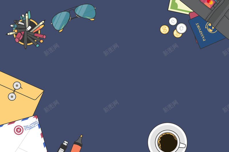 周期计划jpg设计背景_88icon https://88icon.com 咖啡 墨镜 信封 文件 护照 笔 硬币 普蓝 温暖 扁平 渐变 几何