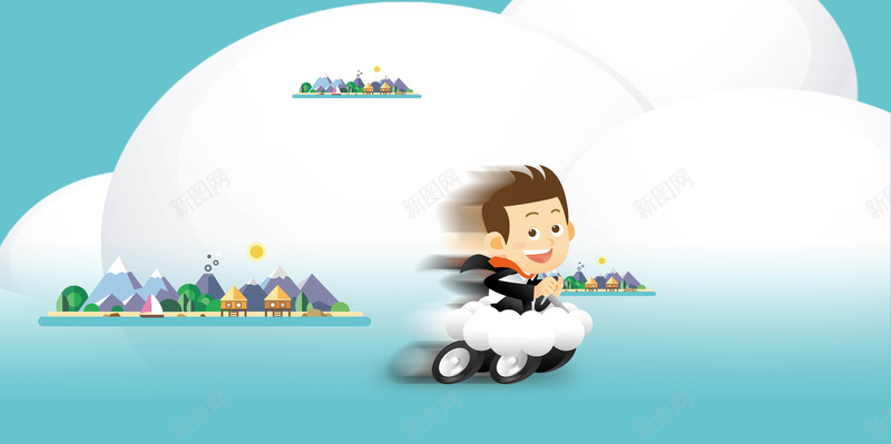 同城快递服务卡通海报背景psd设计背景_88icon https://88icon.com 同城 卡通 可爱 快递 服务 白云 海报 背景