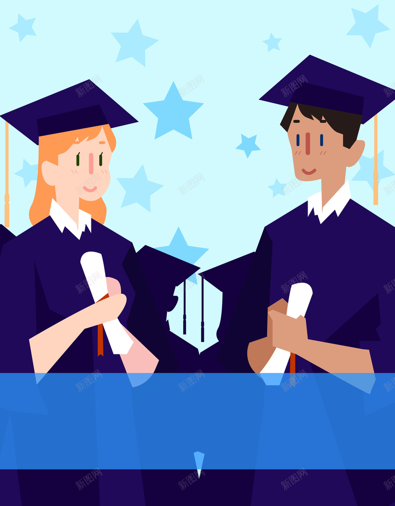 卡通手绘毕业季博士帽毕业舞会背景素材eps设计背景_88icon https://88icon.com 博士帽 毕业季 卡通 手绘 毕业 舞会 背景 素材