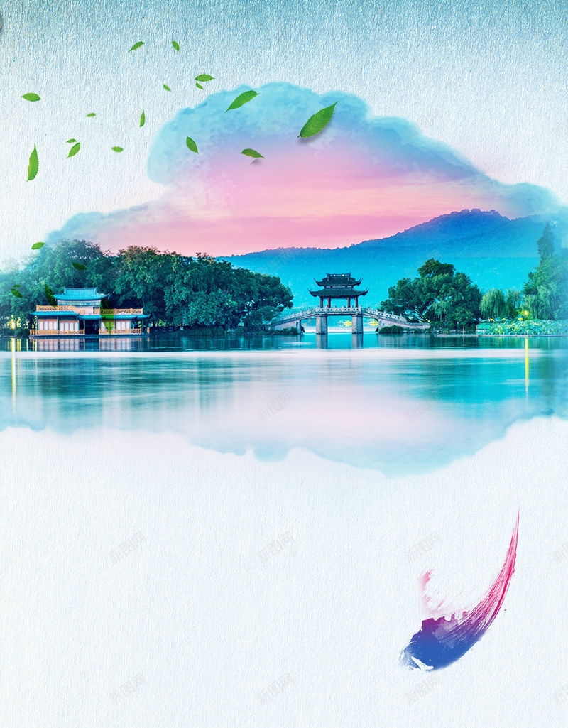 旅游度假清新psd分层H5背景psd设计背景_88icon https://88icon.com 旅游 度假 清新 清新背景 风景 西湖 H5背景