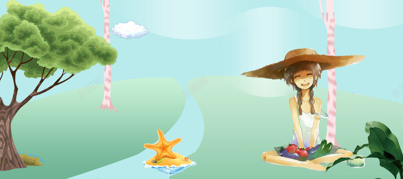 立夏卡通河边小树林绿色背景psd设计背景_88icon https://88icon.com 小清新 初夏 文艺 浪漫 素材 广告 设计 背景 简约 海星 树林 河边 几何