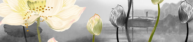 水墨淡雅荷花中国风大暑节气海报背景psd设计背景_88icon https://88icon.com 24节气 大暑 二十四节气 节气 中国传统节气 节气海报设计 农历大暑 传统节气