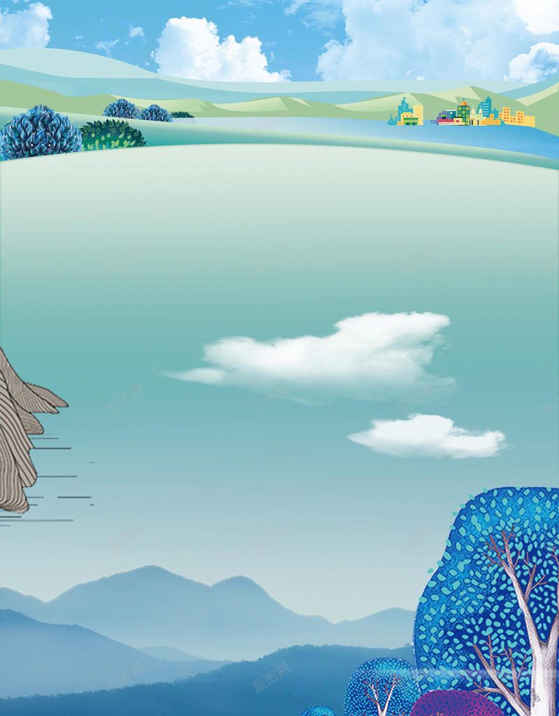 卡通梦幻景色海报背景psd设计背景_88icon https://88icon.com 卡通海报 山水海报 旅游宣传 旅游海报 梦幻景色 世外桃源 清新 文艺