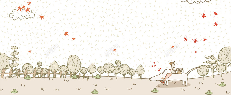 狗狗背着小鸡海报jpg设计背景_88icon https://88icon.com 小鸡 手绘 森林 狗狗 童装 海报banner 卡通 童趣