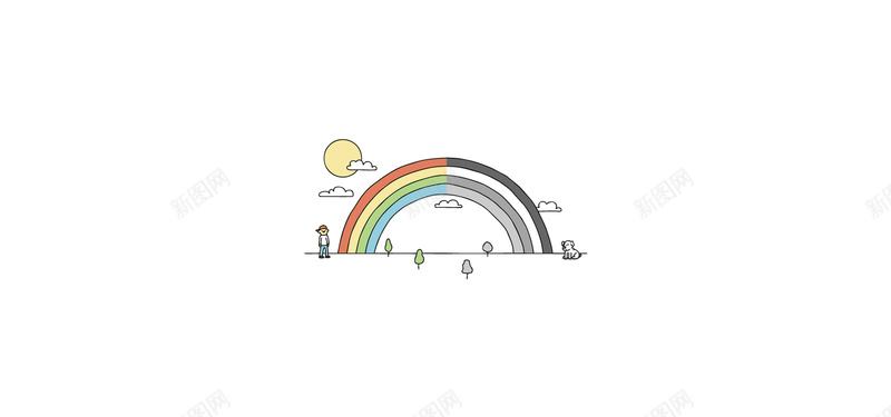 极简主义jpg设计背景_88icon https://88icon.com 极简主义 白 黑色 彩虹 海报banner 卡通 童趣 手绘